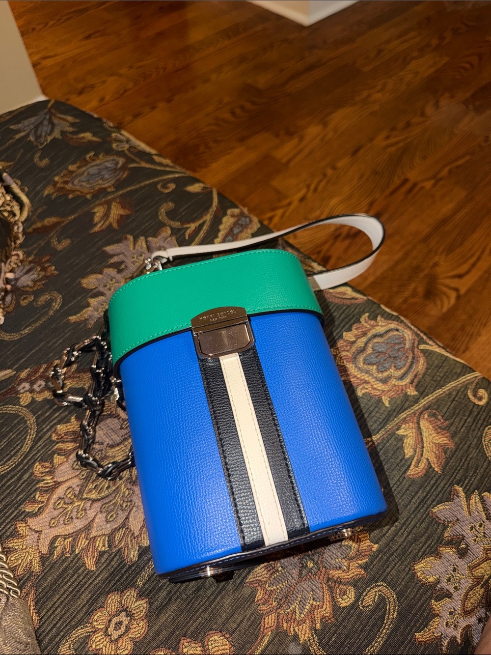 henri bendel Blue and Green Colorblock Crossbody Belt Bag